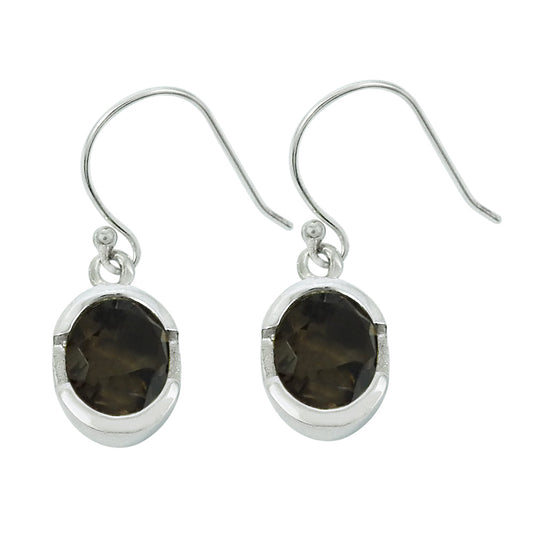Natural Smoky Quartz 925 Silver Drop Dangle Bohemian Earrings For Girls H18