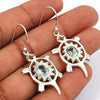 Natural Aqua Blue Topaz Gemstone Turtle Earrings 925 Sterling Silver Jewelry Q2