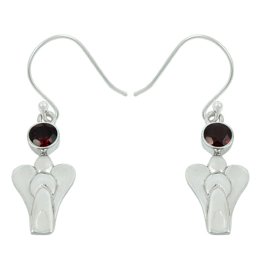Woman Gift 925 Silver Natural Garnet Gemstone Dangle Ethnic Earrings L18