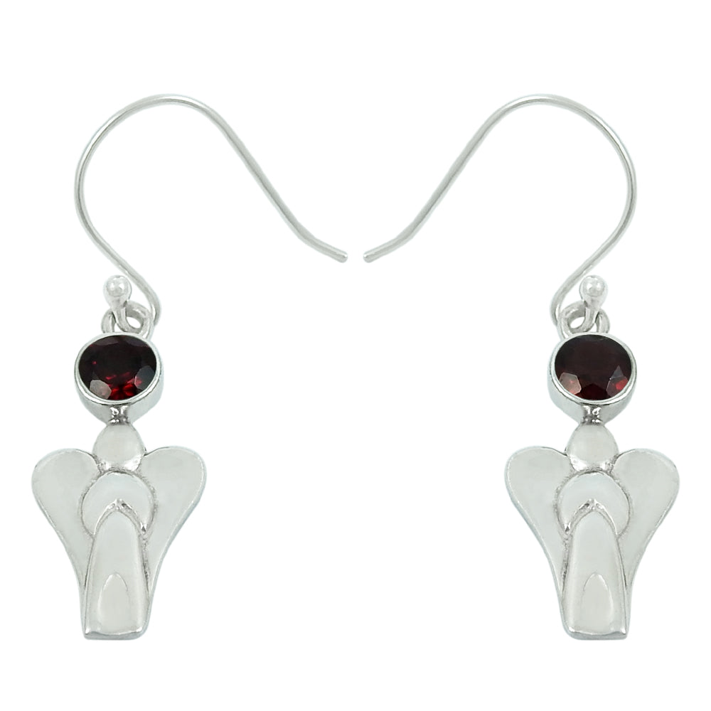 Woman Gift 925 Silver Natural Garnet Gemstone Dangle Ethnic Earrings L18