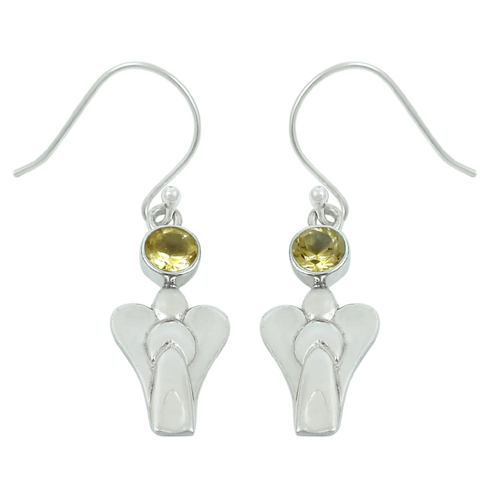 Woman Gift Natural Citrine Drop Dangle Boho Earrings 925 Silver A31
