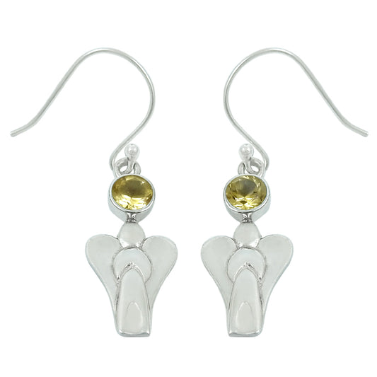 Woman Gift Natural Citrine Drop Dangle Boho Earrings 925 Silver A31