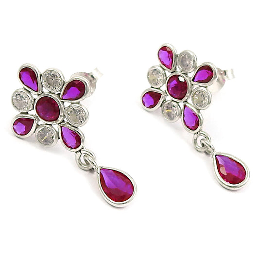 Woman Gift 925 Silver Natural Cubic Zirconia Dangle Vintage Earrings S18