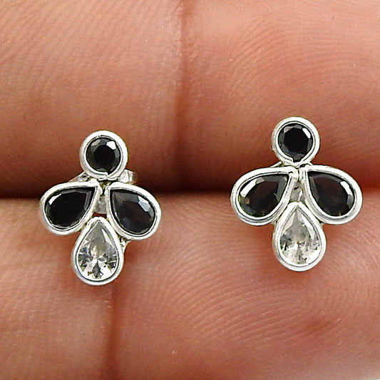 Cubic Zirconia Stone 925 Silver Vintage December Birth Stud Post Unique Earrings