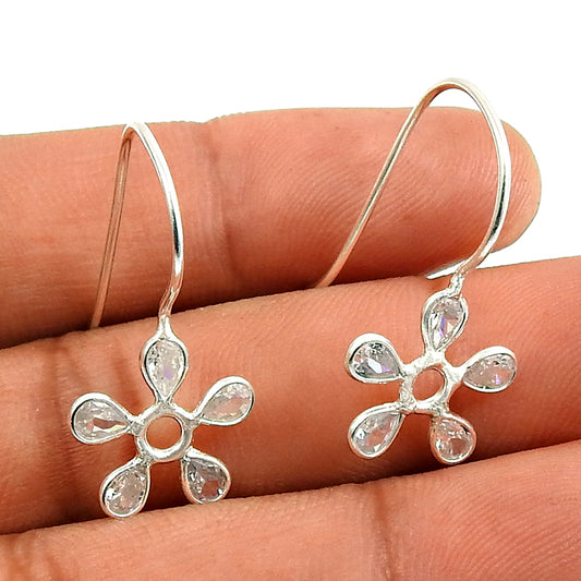 Pear Cubic Zirconia Stone Boho Dangle December Hook Earrings 925 Sterling Silver