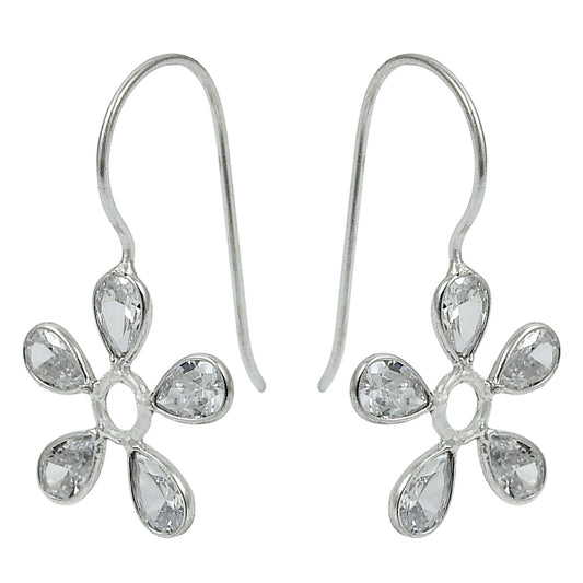 Natural Cubic Zirconia 925 Silver Drop Dangle Ethnic Earrings For Women M19