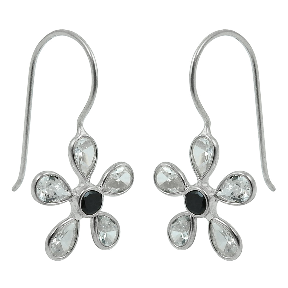 Natural Cubic Zirconia 925 Silver Drop Dangle Boho Earrings For Women B34