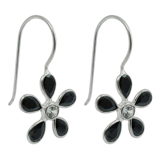 Natural Cubic Zirconia Drop Dangle Bohemian Black Earrings 925 Silver F34