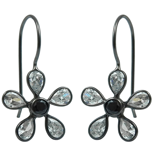 Natural Cubic Zirconia 925 Silver Black Rhodium Plated Earrings For Women K20