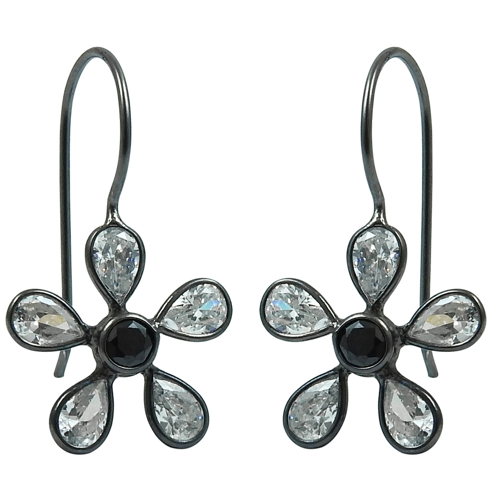 Natural Cubic Zirconia 925 Silver Black Rhodium Plated Earrings For Women K20