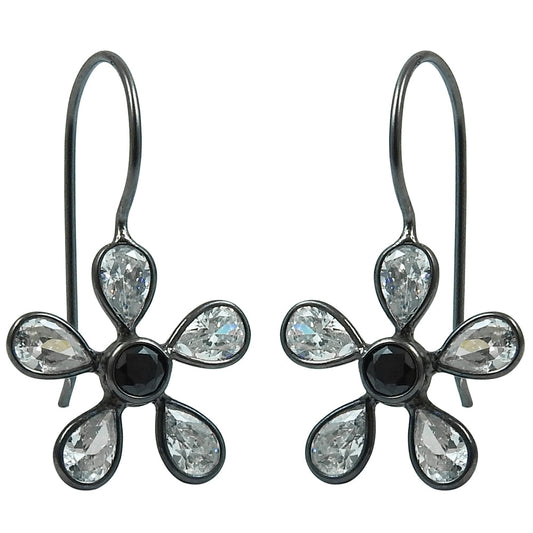 Natural Cubic Zirconia 925 Silver Black Rhodium Plated Earrings For Women K20