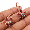 925 Silver Natural Cubic Zirconia Drop Dangle Rose Gold Plated Earrings L20