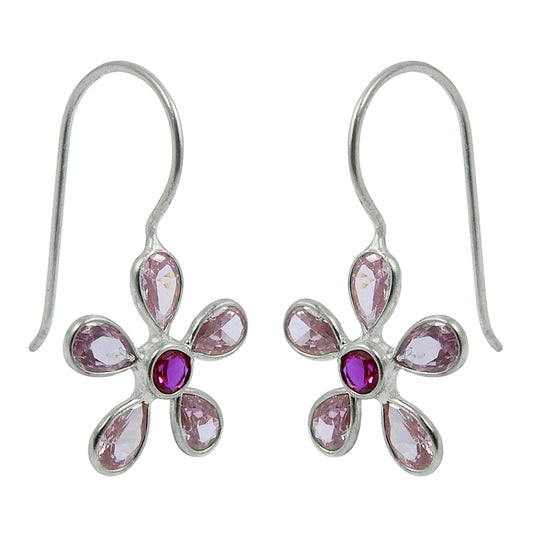 Pear Cubic Zirconia Stone Vintage Daughter Dangle Hook Earrings 925 Solid Silver
