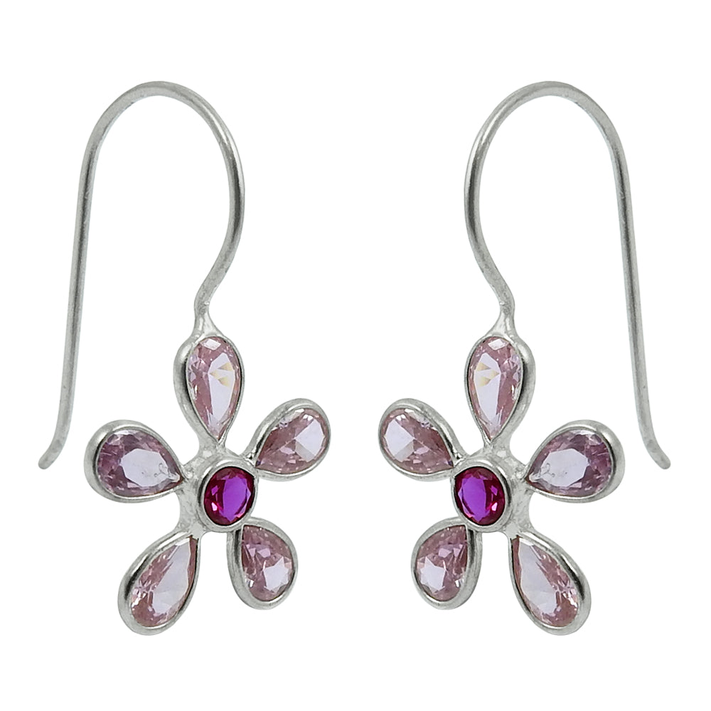 Pear Cubic Zirconia Stone Vintage Daughter Dangle Hook Earrings 925 Solid Silver