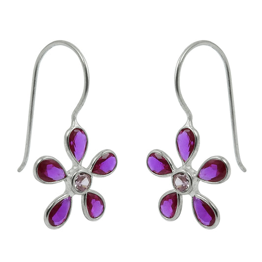 Woman Gift Natural Cubic Zirconia 925 Silver Flower Earrings Handmade Q2