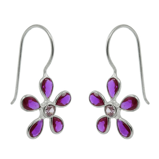 Woman Gift Natural Cubic Zirconia 925 Silver Flower Earrings Handmade Q2