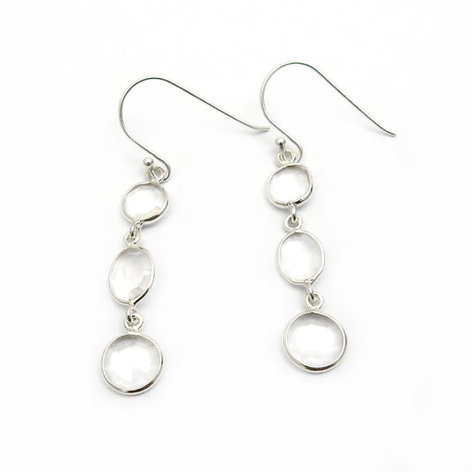 Woman Gift Natural Crystal Gemstone 925 Sterling Silver Trendy Earrings