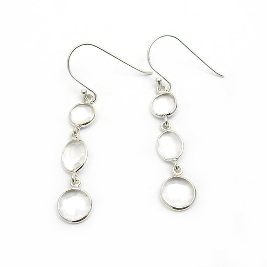 Woman Gift Natural Crystal Gemstone 925 Sterling Silver Trendy Earrings