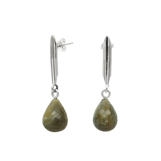 Natural Labradorite 925 Silver Drop Dangle Bohemian Earrings For Women G46