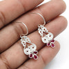 Pear Pink Cubic Zirconia Gemstone 925 Solid Silver Hook Dangle Trendy Earrings