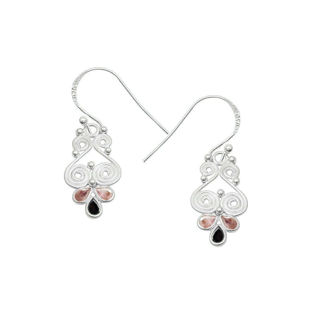 Natural Cubic Zirconia Bezel Drop Dangle Engagement Earrings 925 Solid Silver