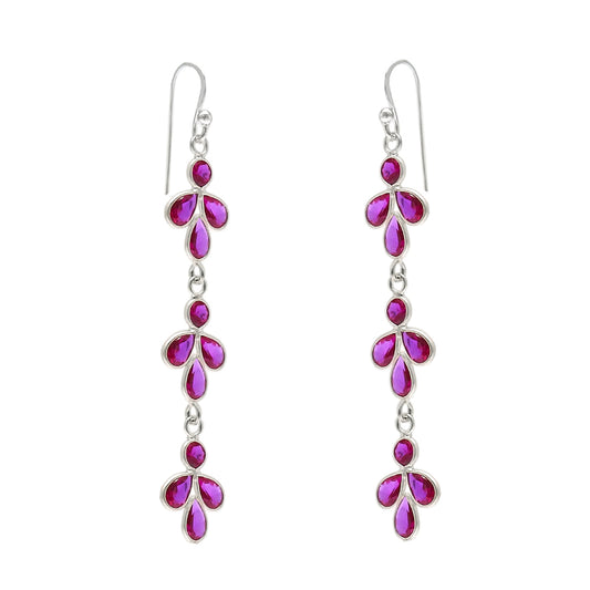 Pink Cubic Zirconia Stone Solid Sterling Silver Wedding New Dangle Drop Earrings