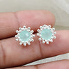 Blue Chalcedony Gemstone 925 Sterling Silver Handmade Stud Earrings