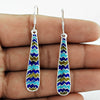 Indian Artisan Jewelry 925 Solid Sterling Silver Dangle Enamel Earrings X2