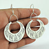 925 Sterling Silver Handmade Engraved Dangle Earrings