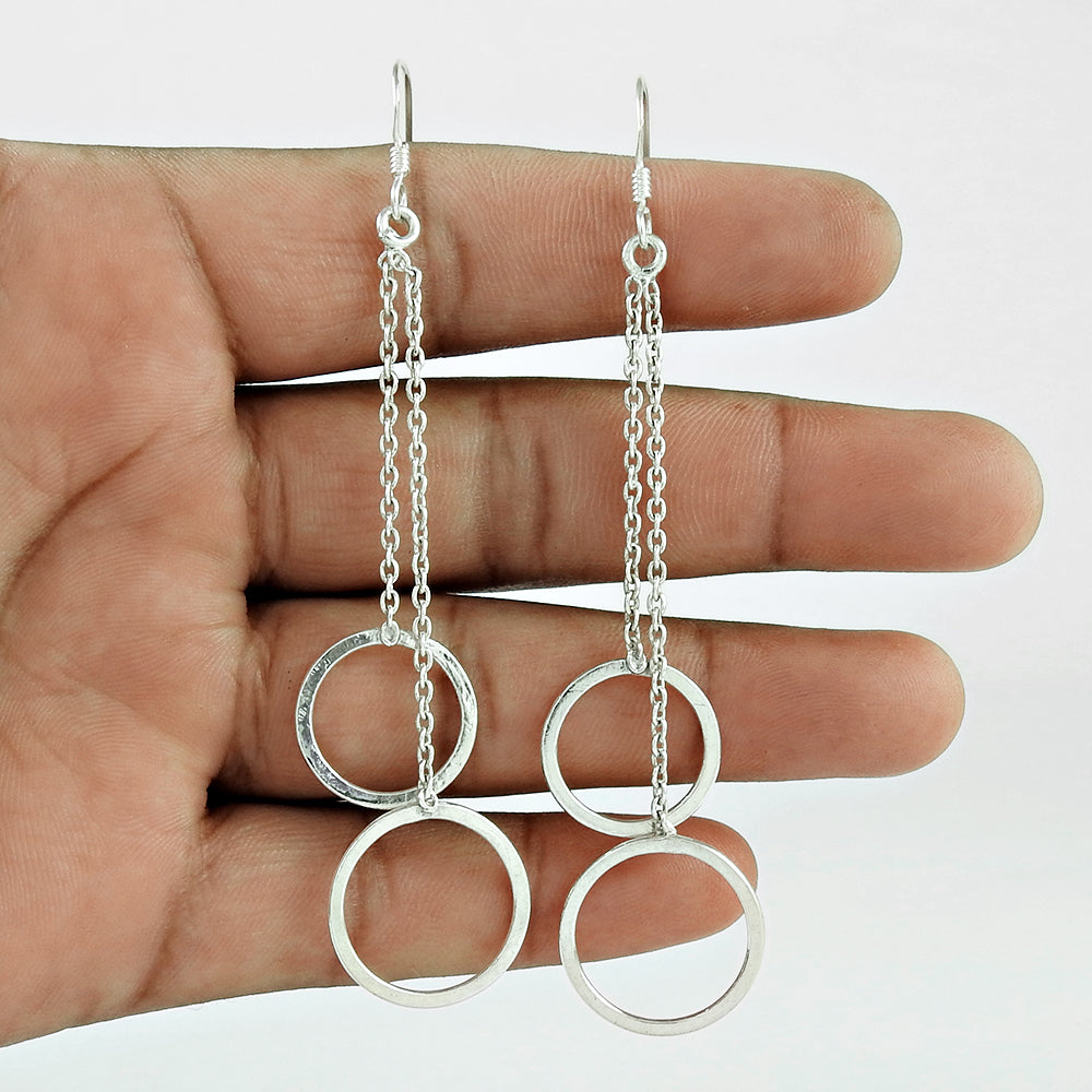 Solid 925 Sterling Silver Hanging Earrings