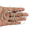 Solid 925 Silver Geometric Circle Dangle Earrings