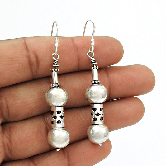 925 Silver Vintage Heavy Statement Dangle Earrings