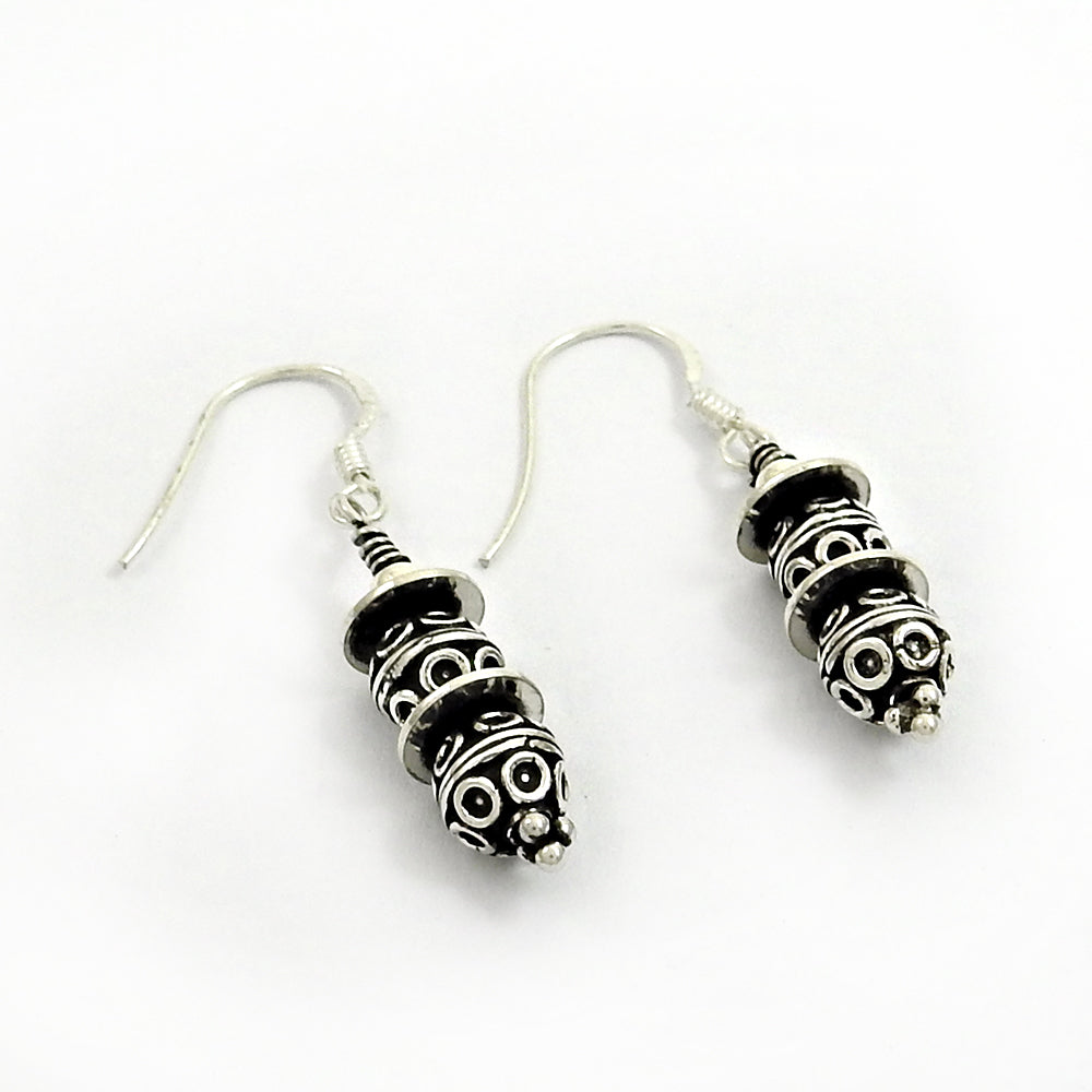Vintage Look Solid 925 Silver Handmade Dangle Earrings