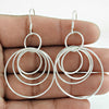 Solid 925 Silver Four Circles Dangler Earrings