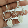 Sterling Silver Three Round Hammered Dangler Earrings