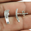Solid 925 Sterling Silver Stylish Curved Stud Earrings