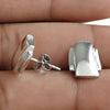 Rectangle Statement Sterling Silver Stud Earrings