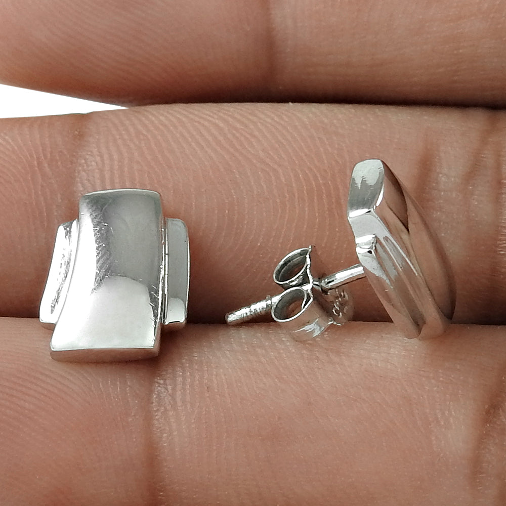 Rectangle Statement Sterling Silver Stud Earrings