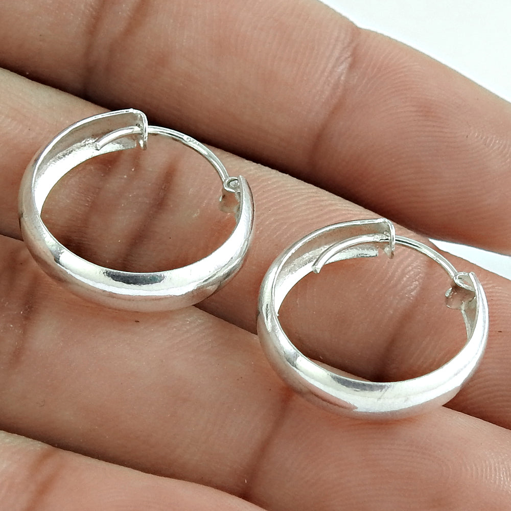 925 Sterling Silver Handmade Indian Hoop Earrings