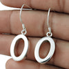 Solid 925 Sterling Silver Oval Dangle Earrings