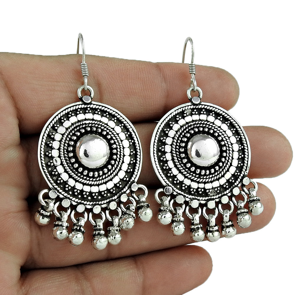 Solid 925 Sterling Silver Statement Dangle Earrings