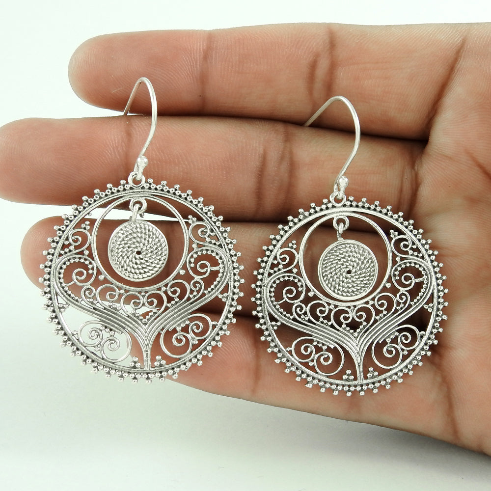 925 Solid Sterling Silver Antique Look Handmade Earrings