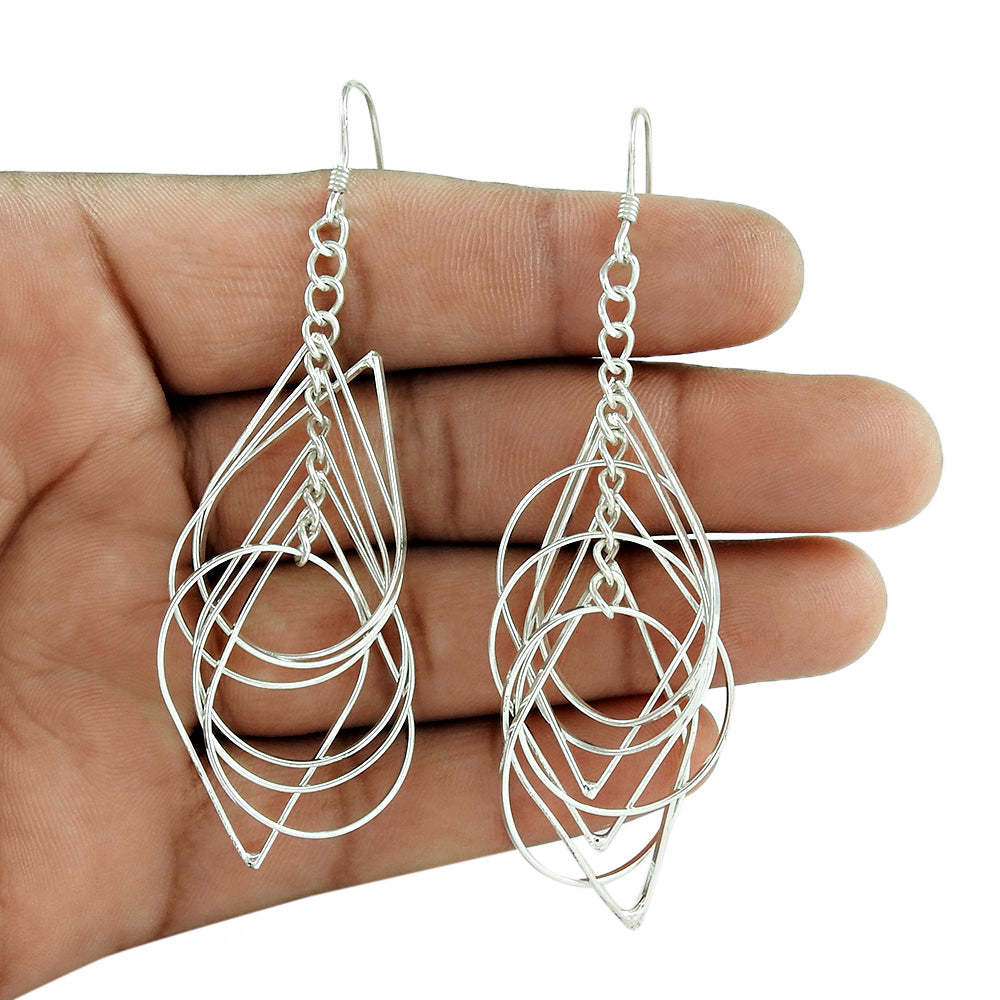 925 Sterling Silver Hanging Teardrops Dangle Earrings