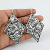 Oxidized 925 Silver Hammered Dangle Earrings For Her