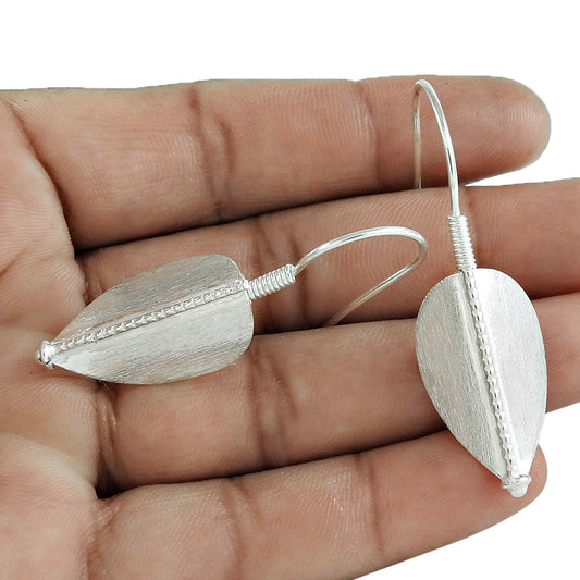 925 Sterling Silver Leaf Dangle Earrings