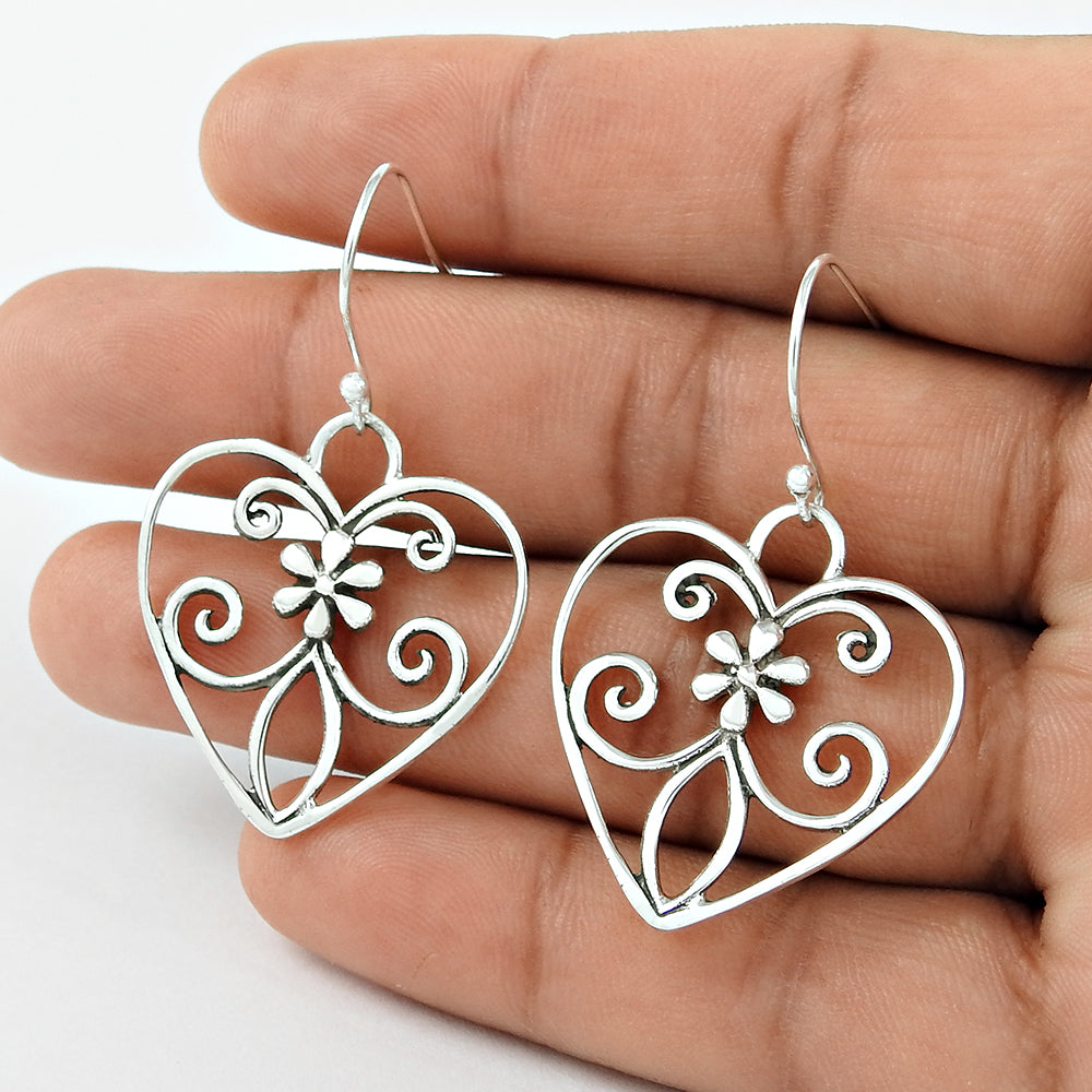 Solid 925 Sterling Silver Heart Earrings Gift For Woman Girls