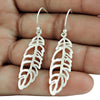 925 Sterling Silver Feather Dangle Earrings