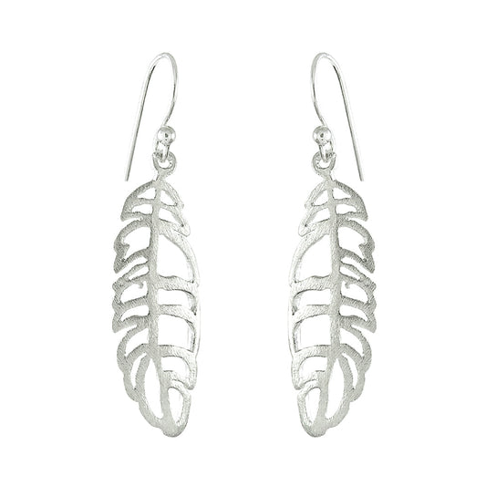 925 Sterling Silver Feather Dangle Earrings