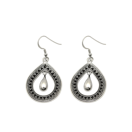 Woman Gift 925 Solid Sterling Silver Teardrop Dangle Earrings