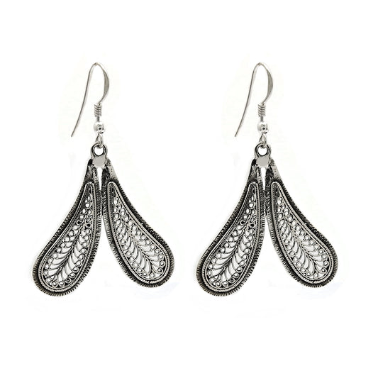 925 Solid Sterling Silver Jewelry Wings Design Earrings